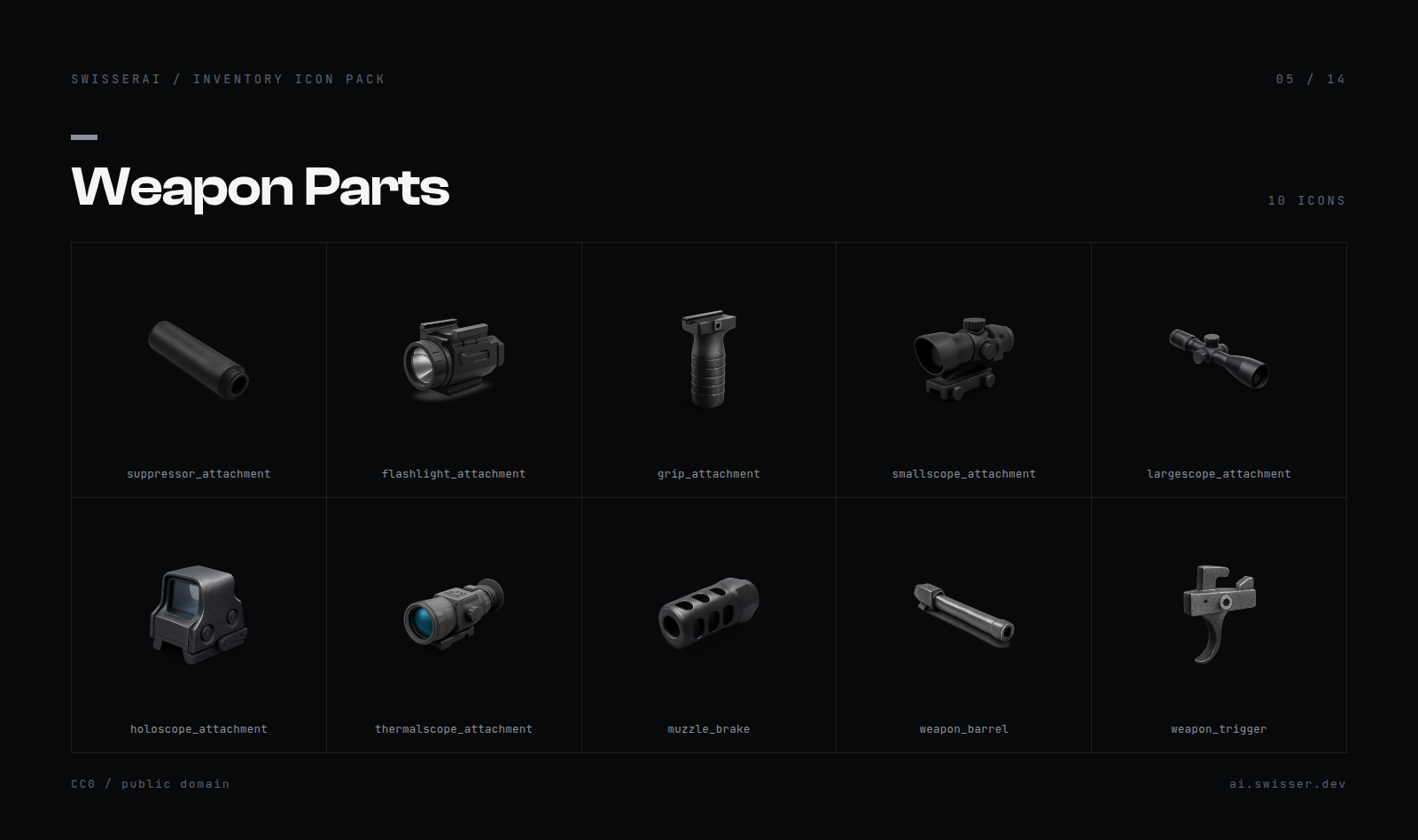 Weapon part icons