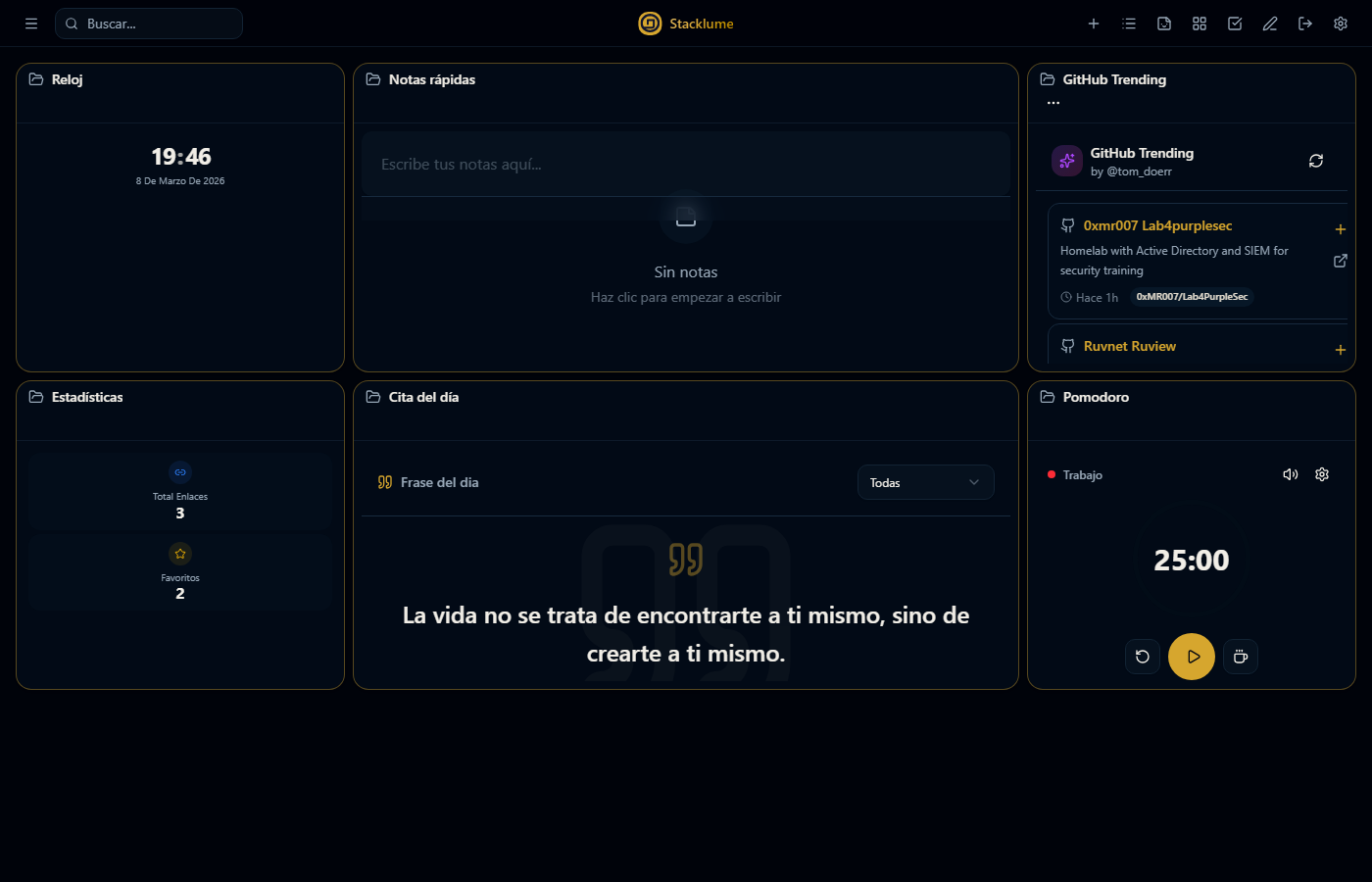 Stacklume Dashboard