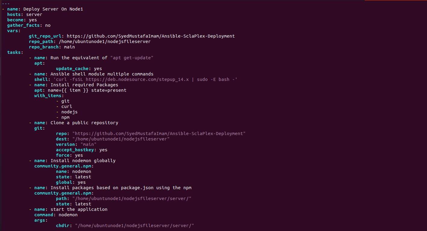 5.3 Playbook For Deploying Server On Node1