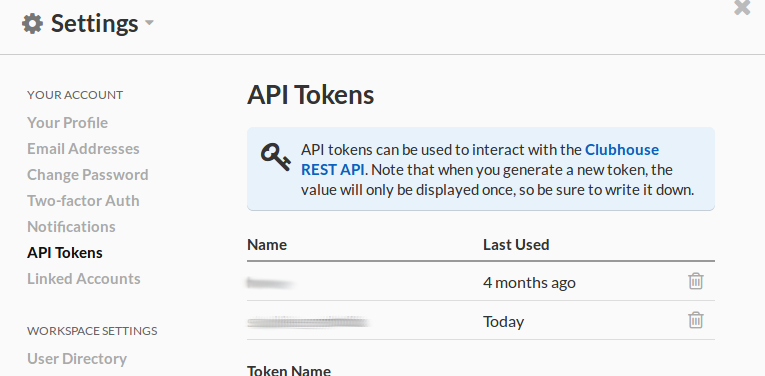 "api token"