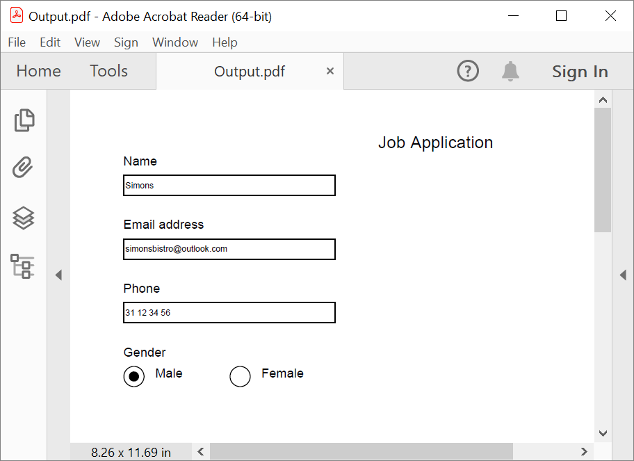 Filled PDF Form