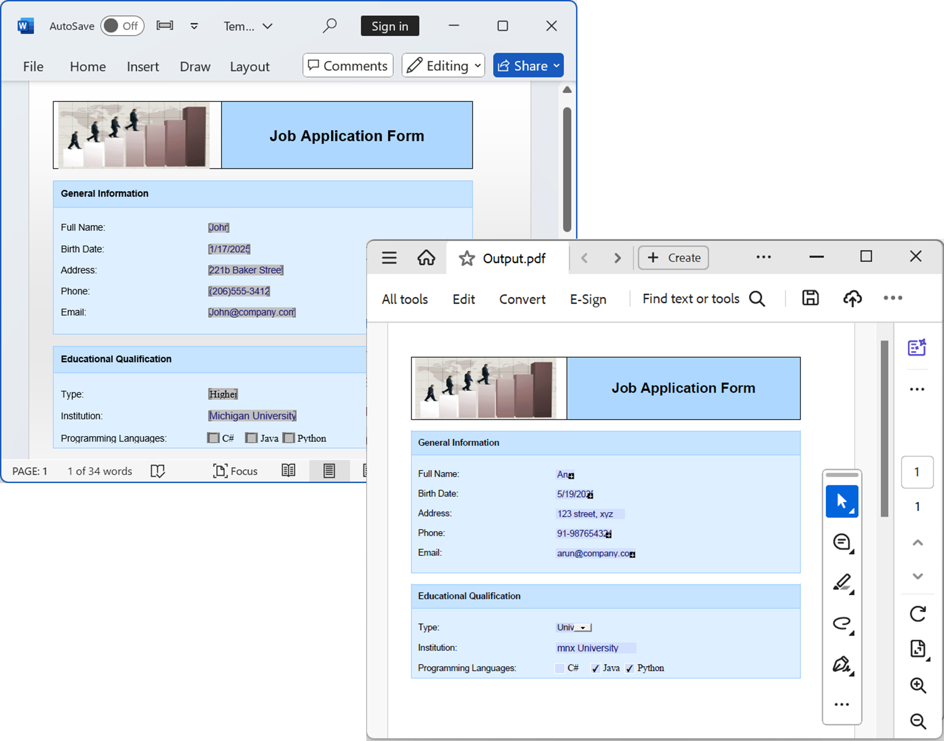 Fillable PDF in C#
