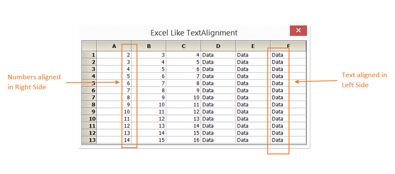 Showing text alignment in GridControl