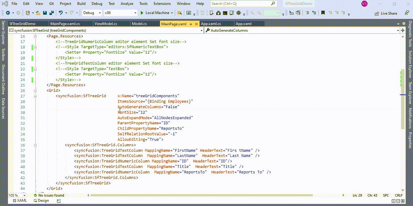 Shows the font size changed while edit mode in SfTreeGrid