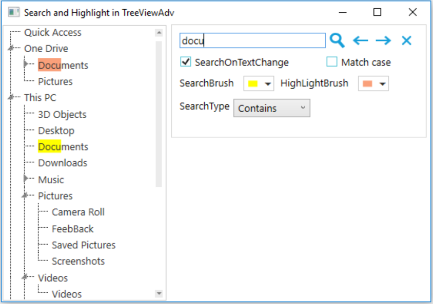 Search and highlight item