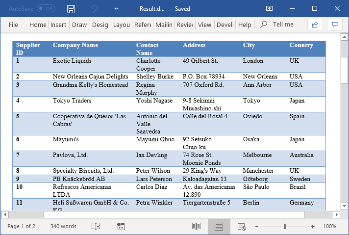 Apply built-in table style to a table in Java