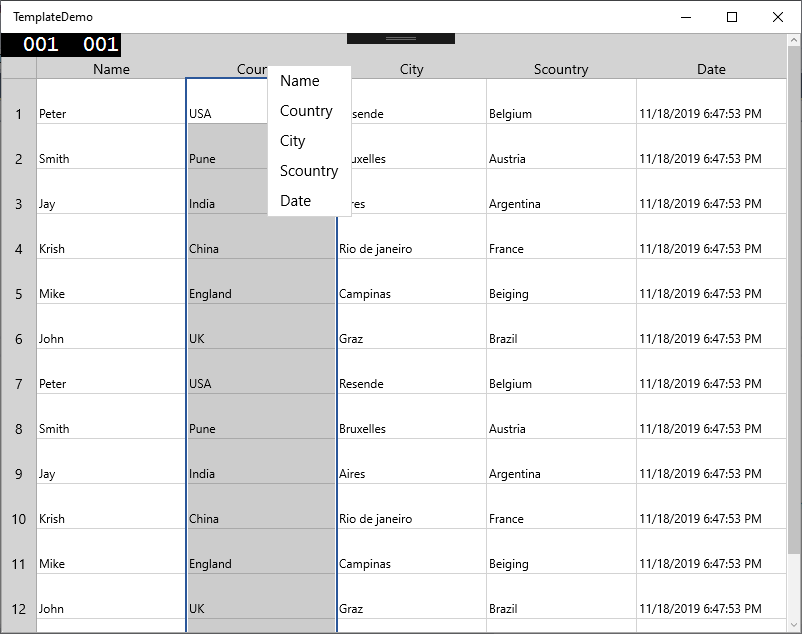Showing context menu on CellGrid