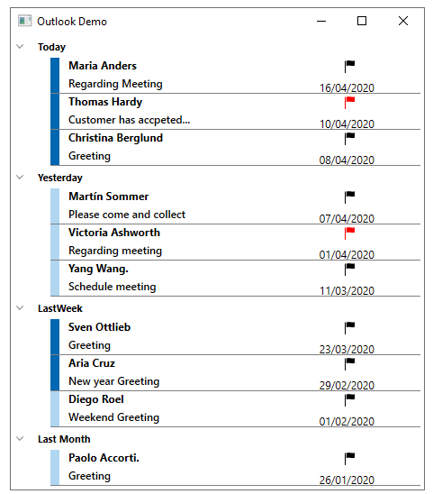 SfTreeView with Outlook appearance