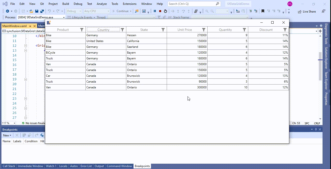 CheckBoxFilter applied in SfDataGrid