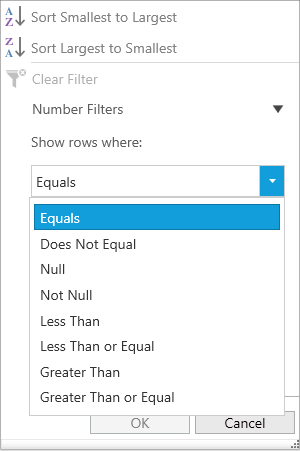 Displays number filter