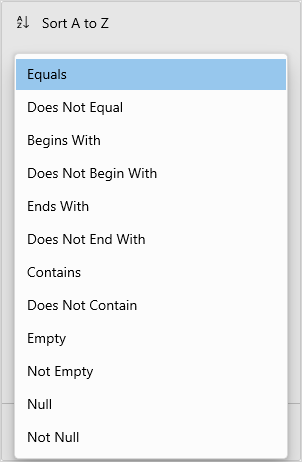 Displays text filter