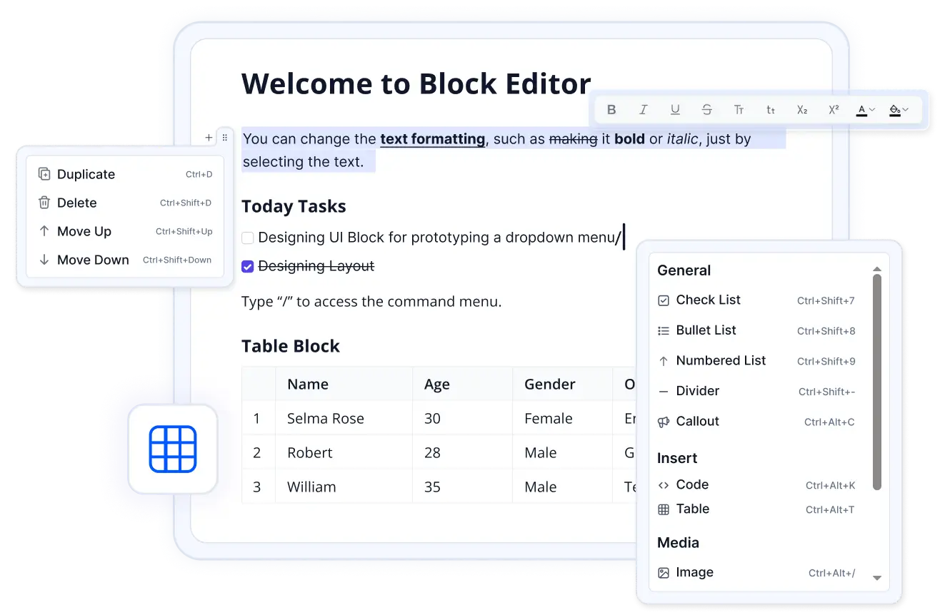 Blazor Block Editor