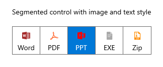 WinUI Segmented Control with image and text
