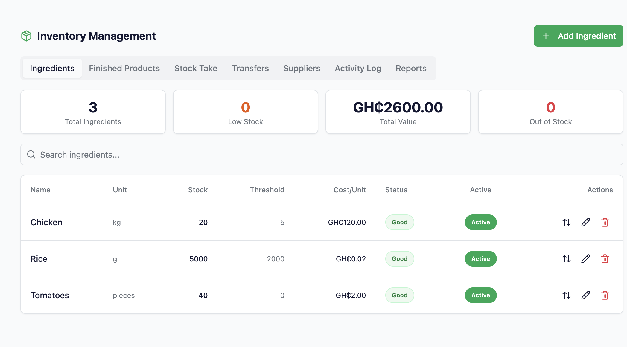 Inventory Management screenshot