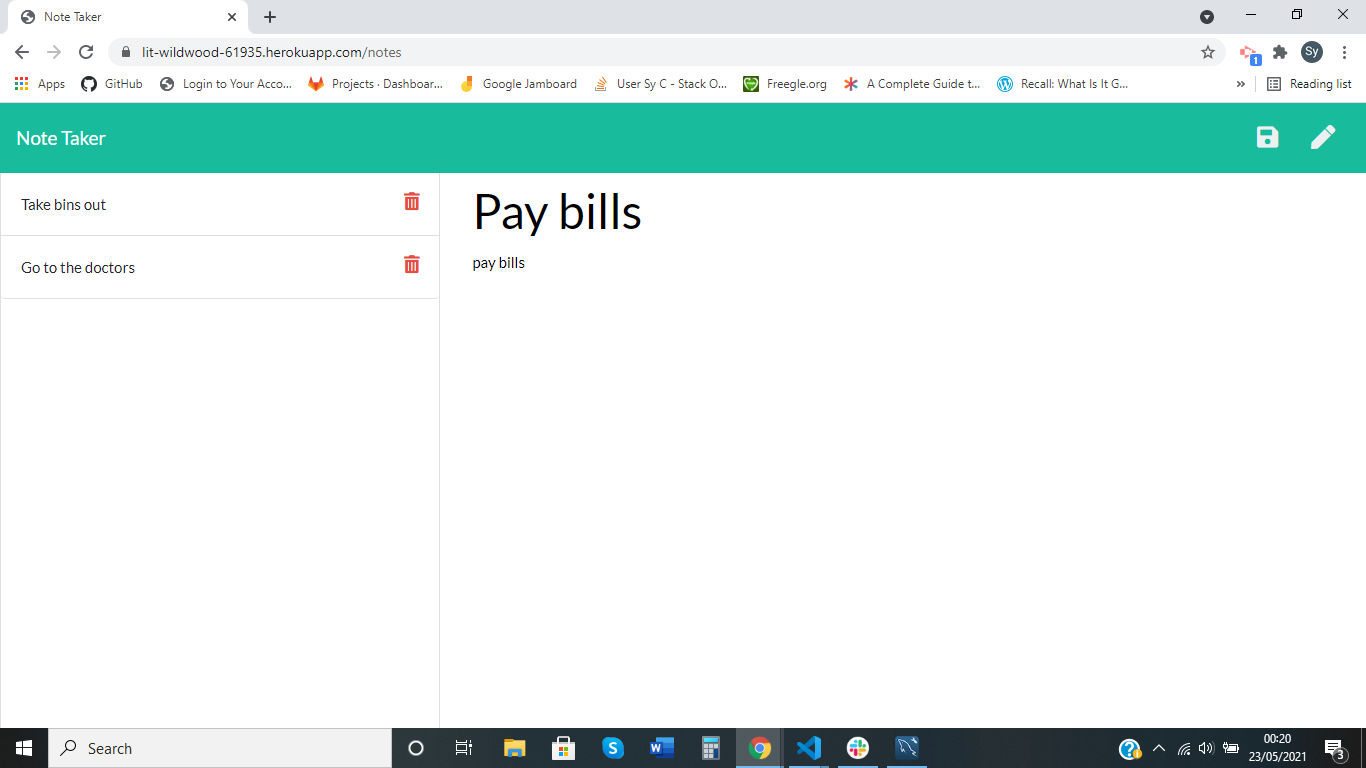 Existing notes rendered on left-hand column, with empty field to input a new note.