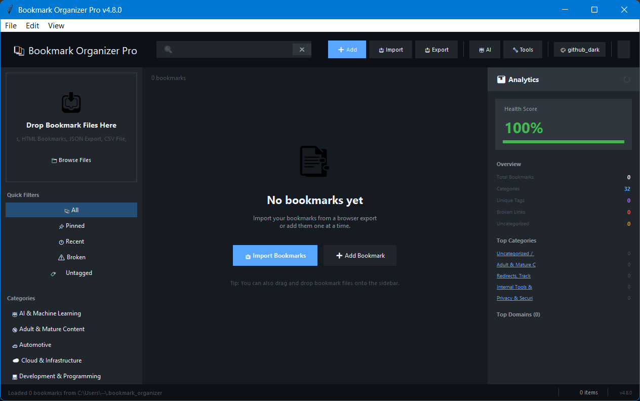 Bookmark Organizer Pro Screenshot