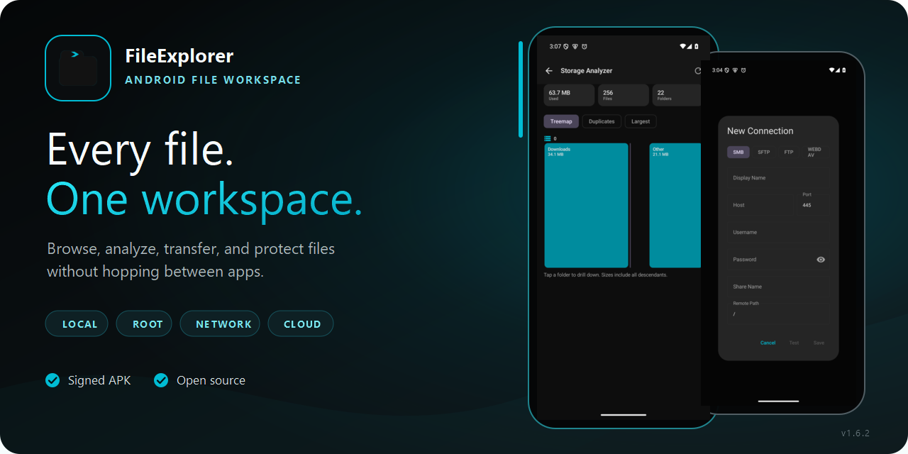 FileExplorer brings local, root, network, and cloud files into one Android workspace