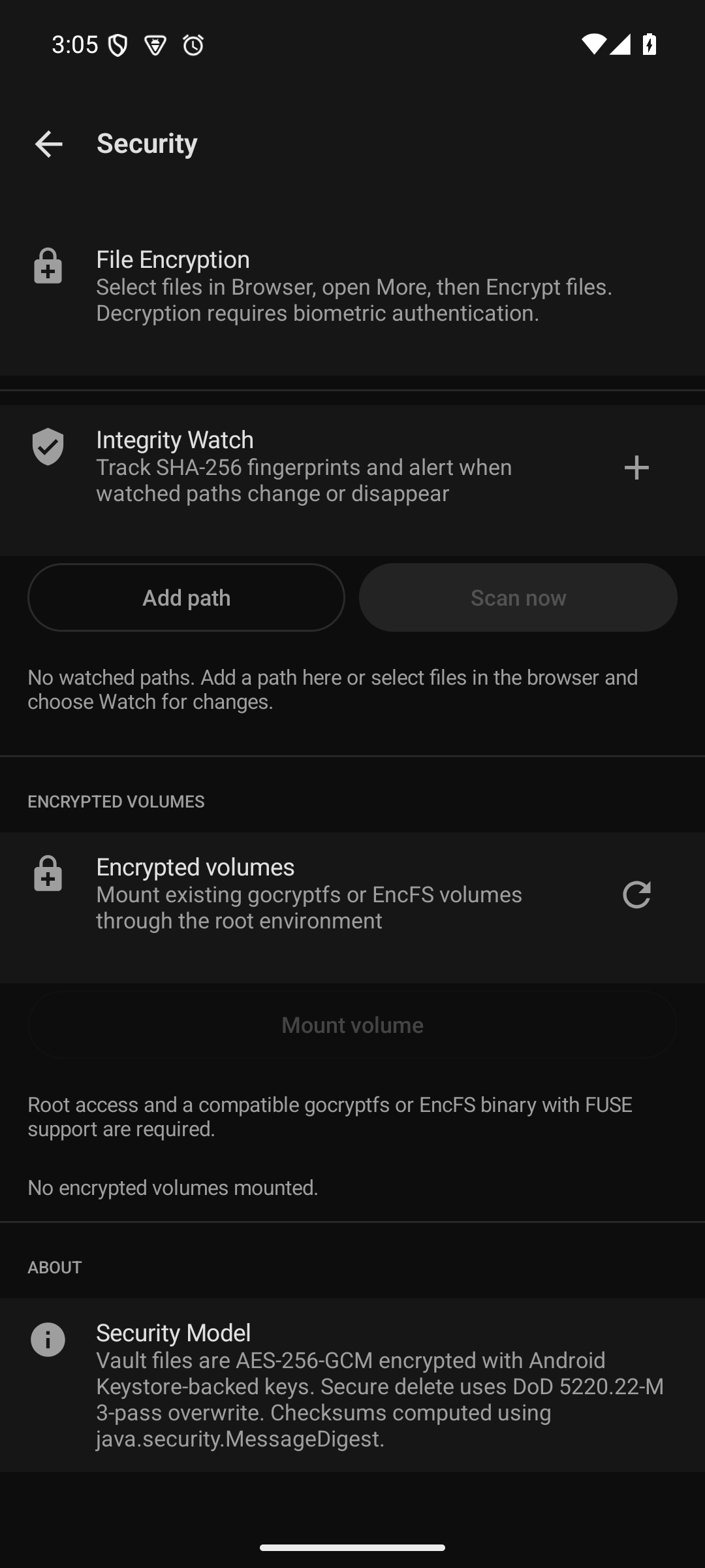 Security tools for encryption and integrity monitoring