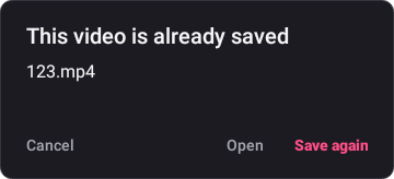 Already-saved video choices in the dark theme