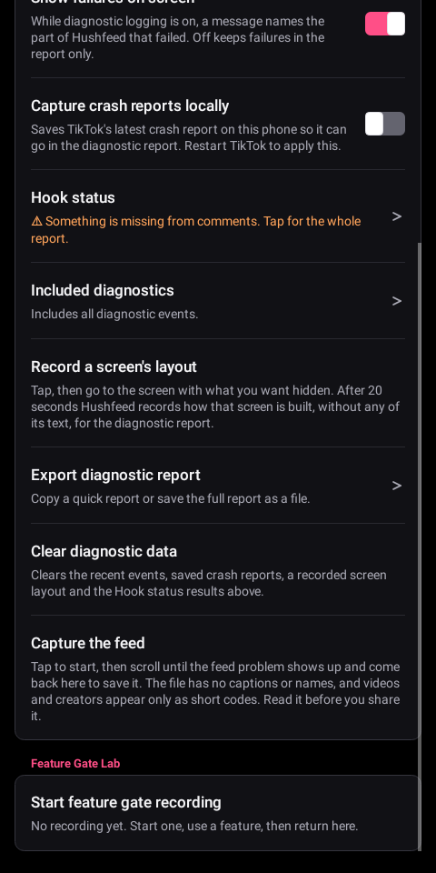 The end of Diagnostics, with Capture the feed