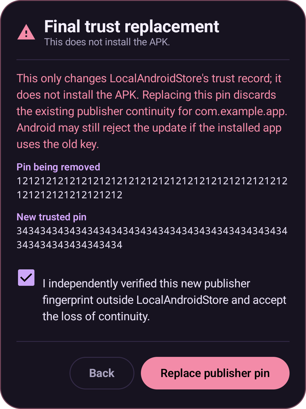 Final publisher trust replacement review