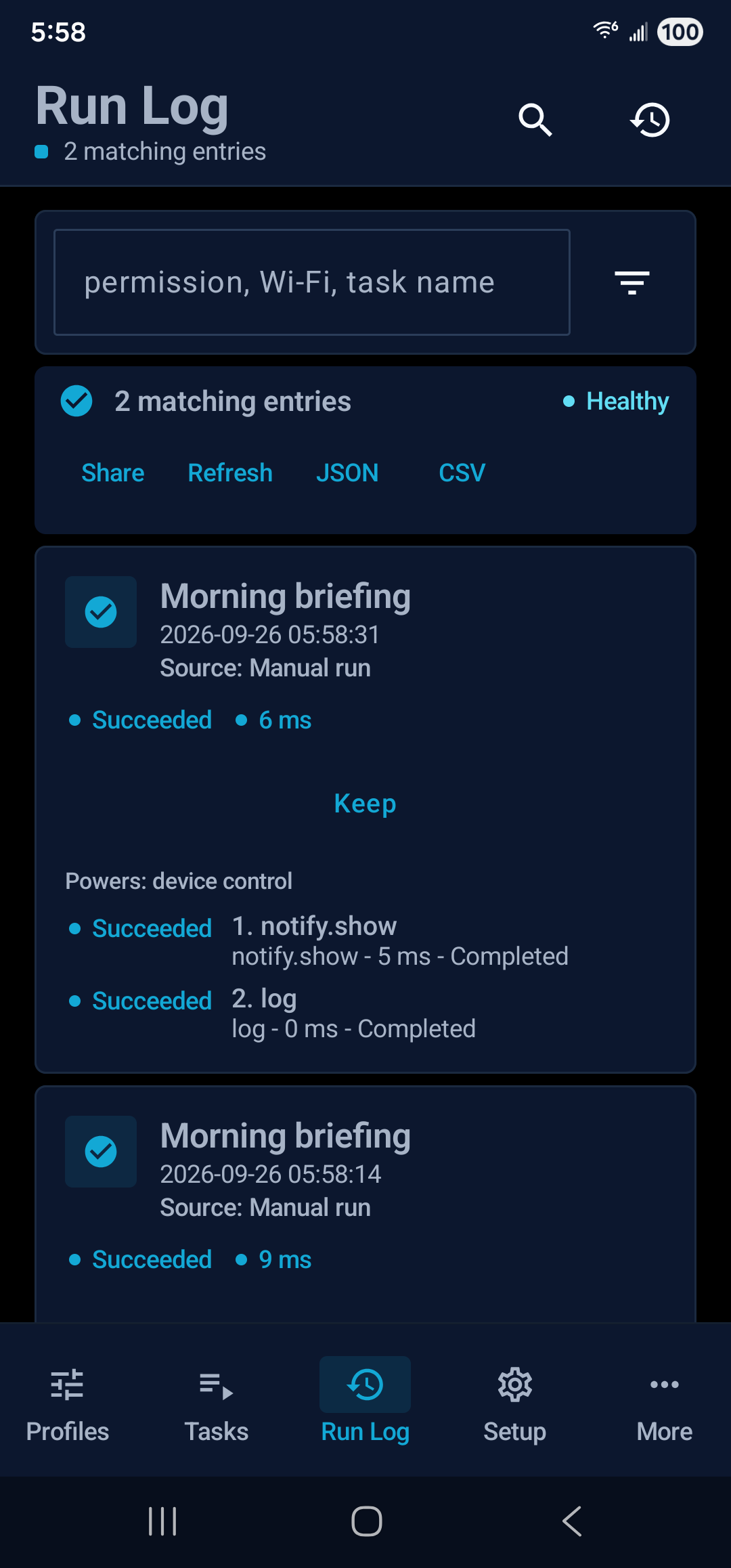 Run Log