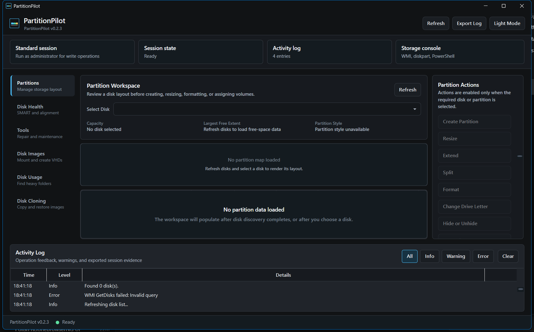 PartitionPilot main window