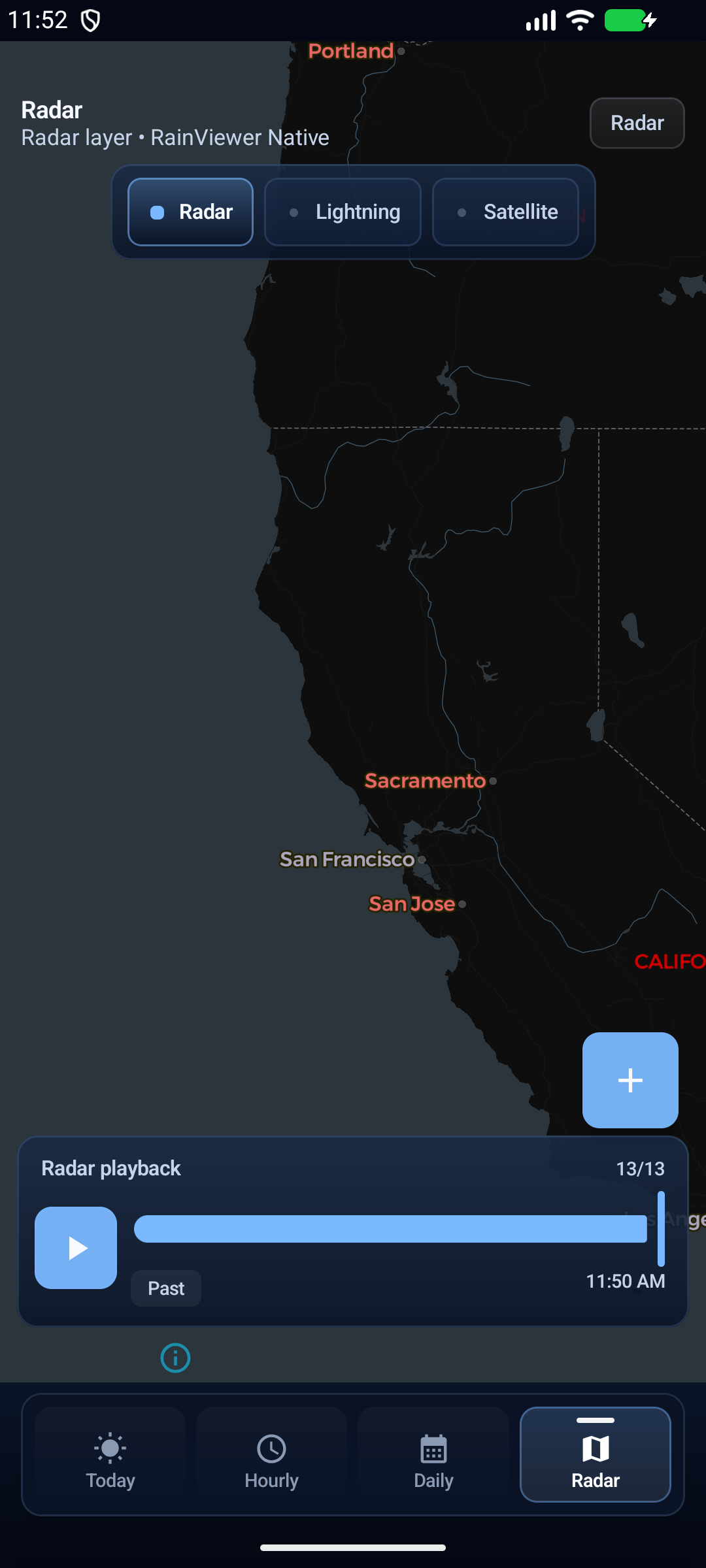 ZeusWatch Radar screen with live map controls