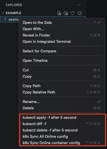 Right-click menu