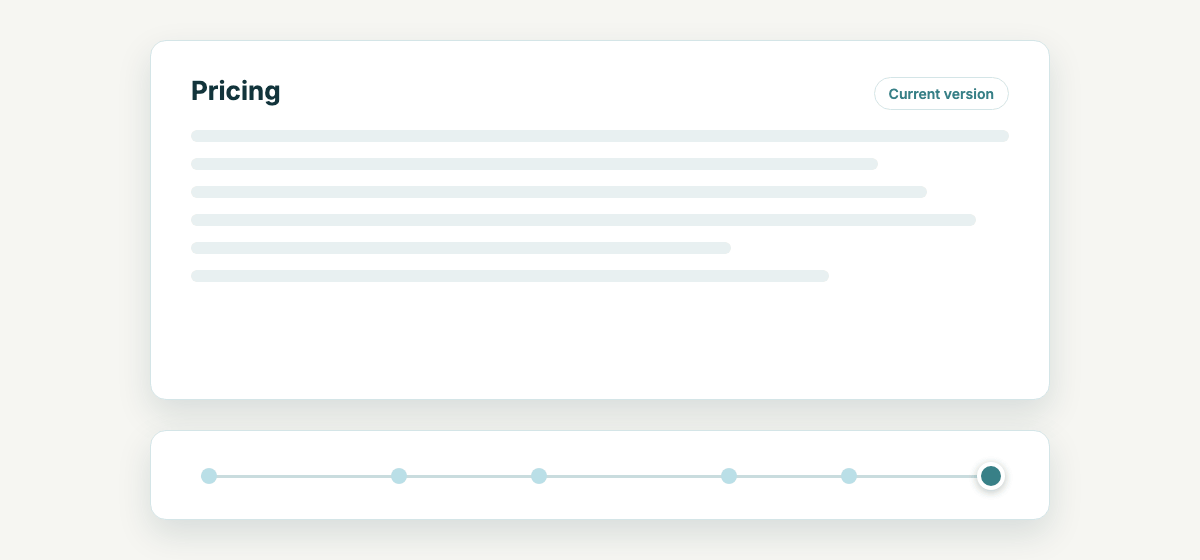 A timeline slider moves back through versions with added and removed lines