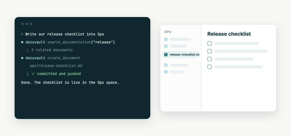 An agent writing a checklist into a space through MCP
