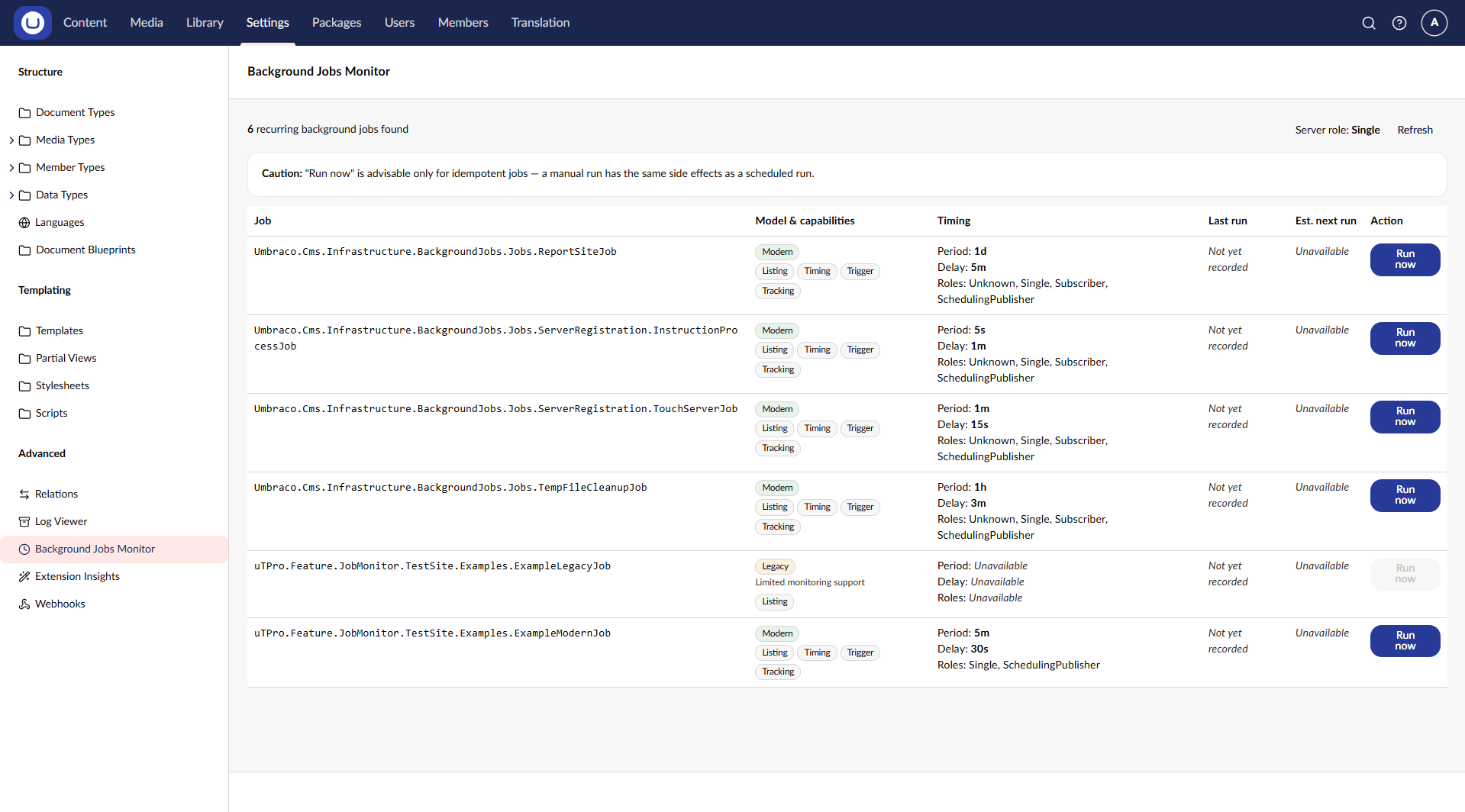 Background Jobs Monitor dashboard
