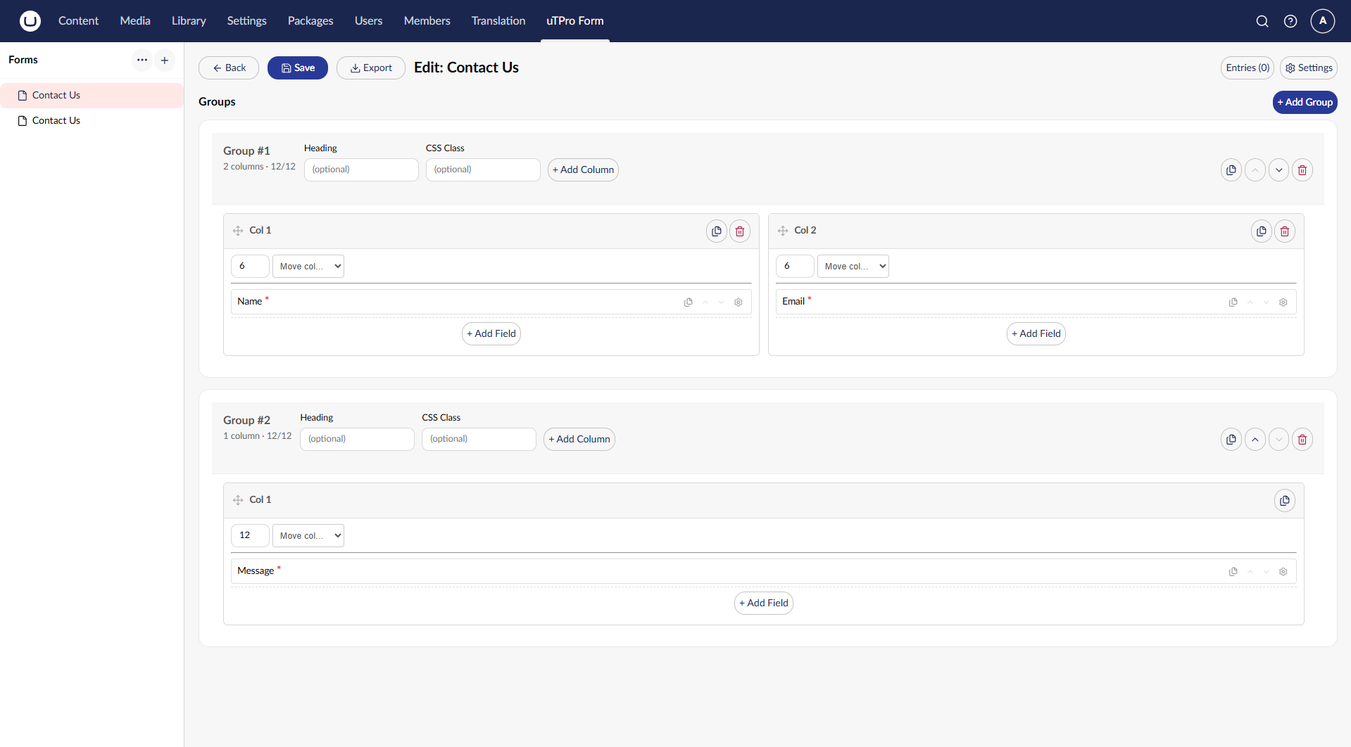 uTPro Form builder