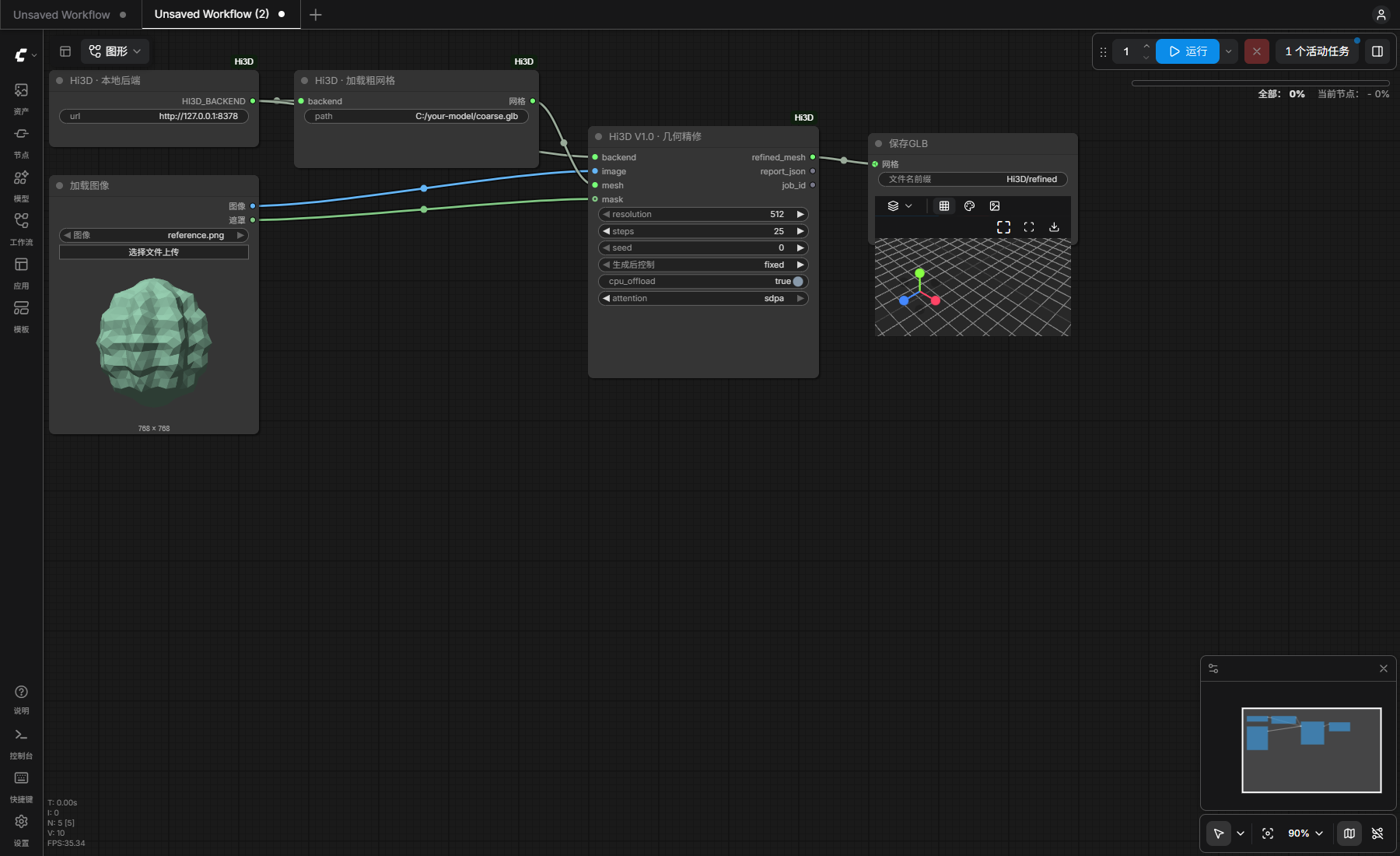 Hi3D canvas workflow in ComfyUI