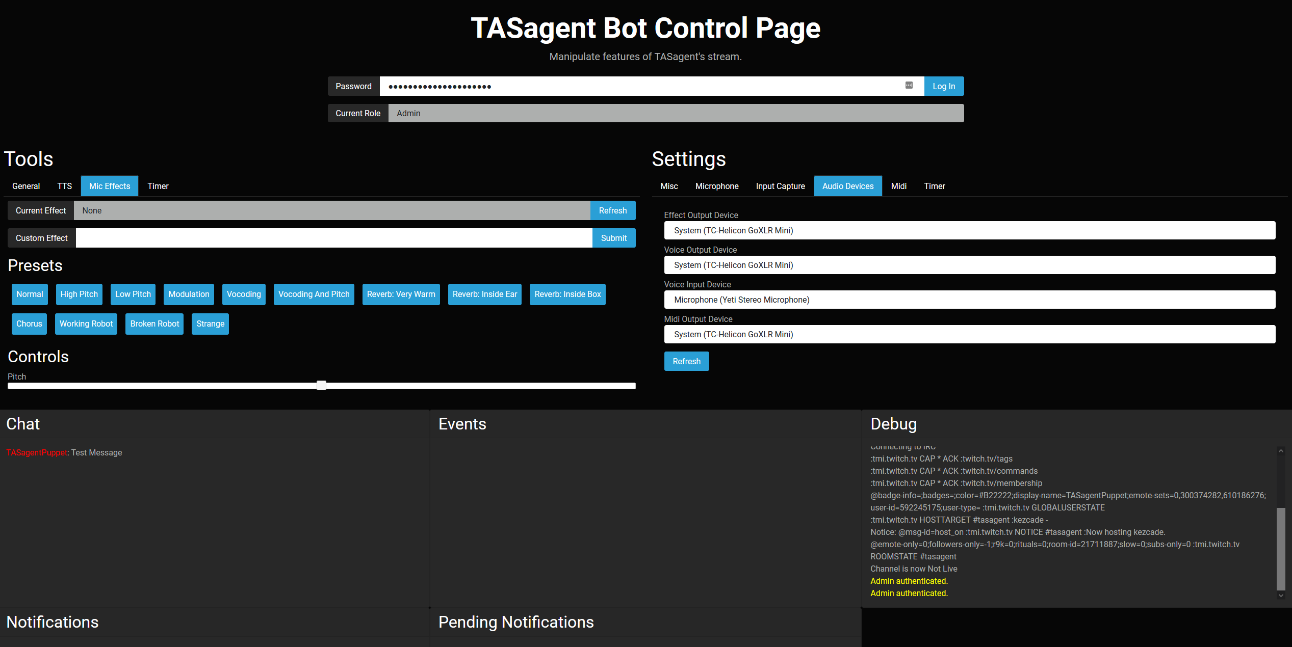 Control Page