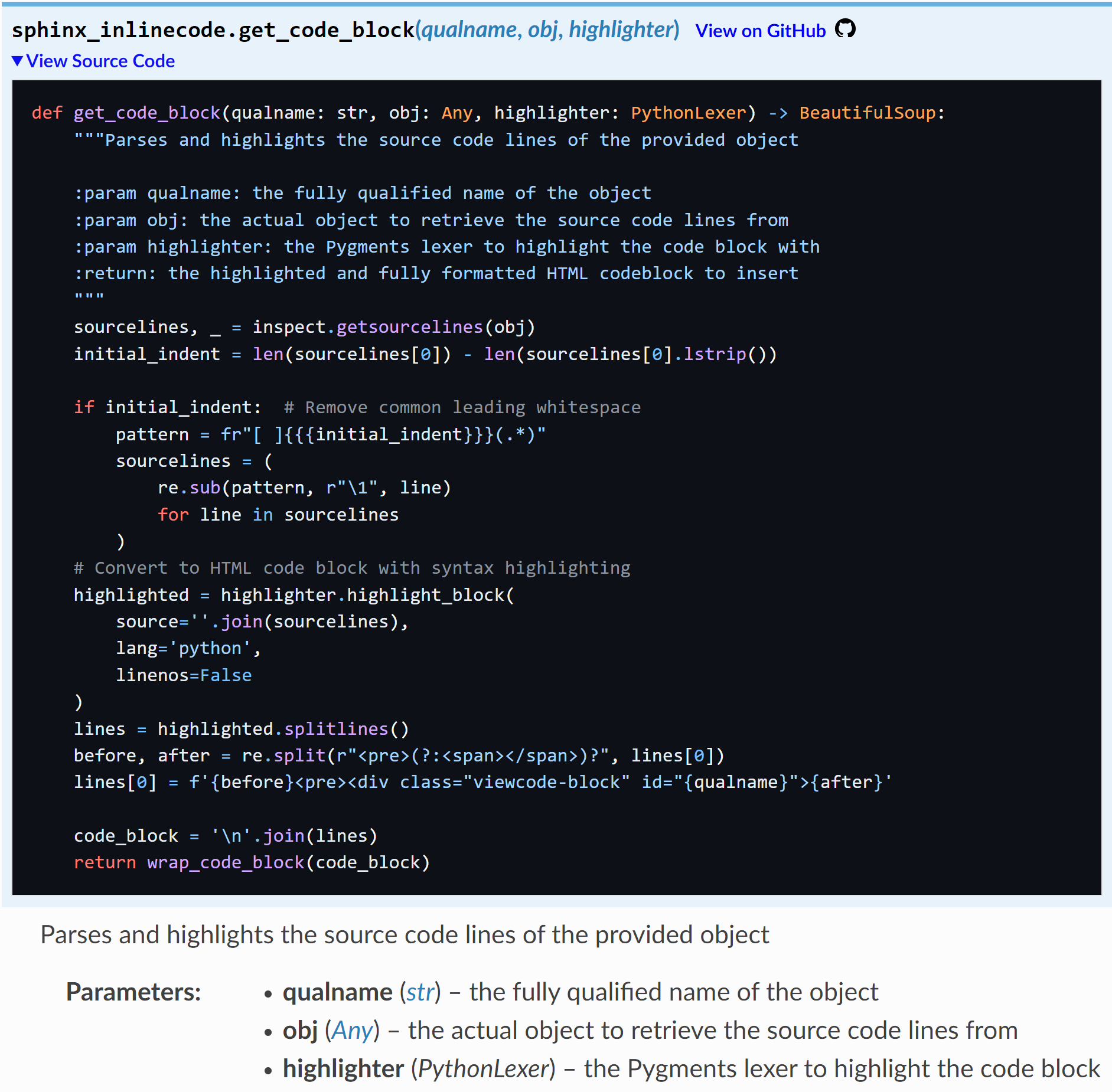 embedded code block added by sphinx-inlinecode