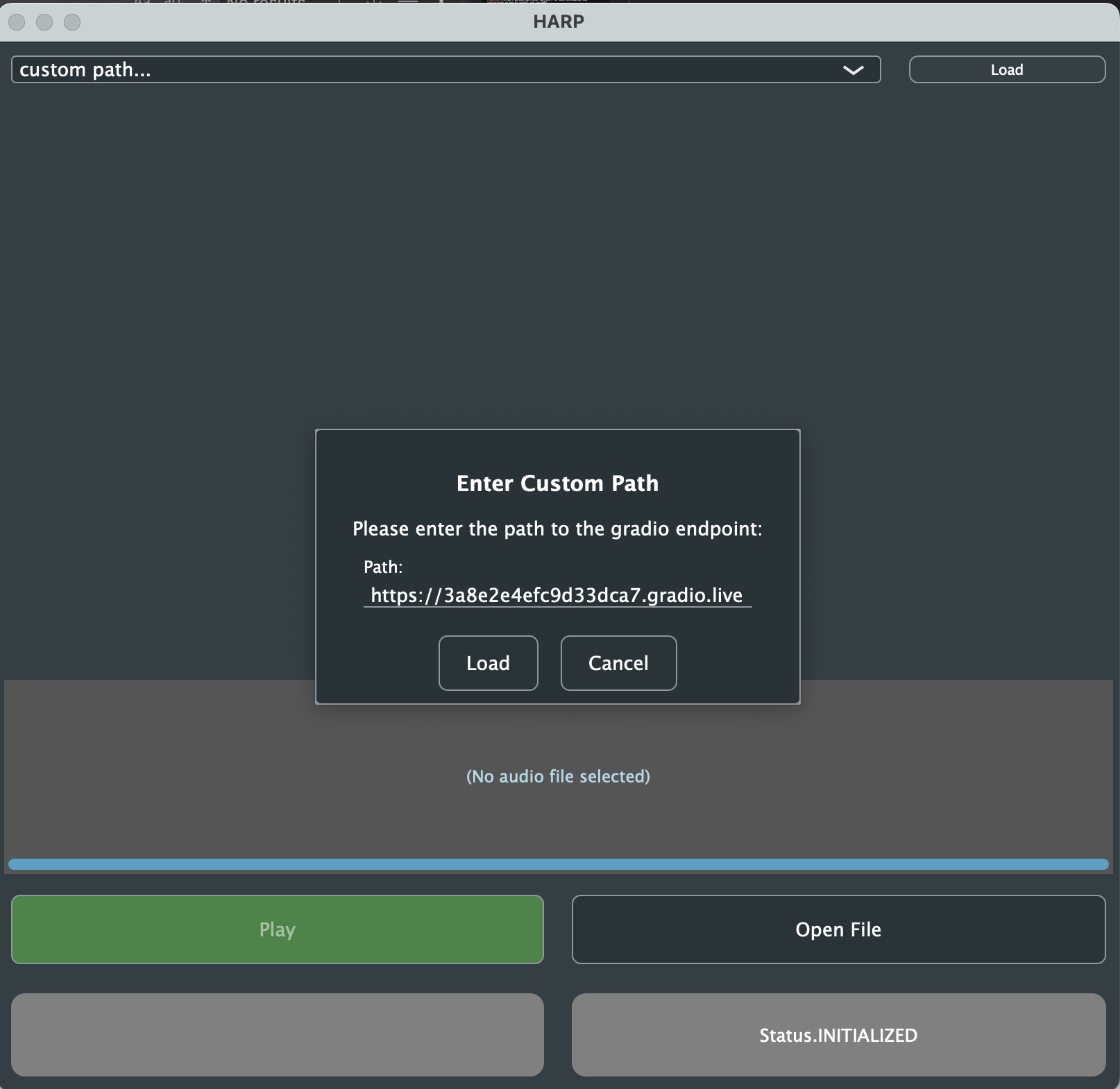 example commandline output for deplying a gradio app.py