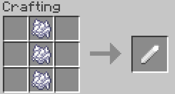 Crafting recipe showing three bone meal used to craft chalk