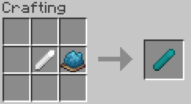 Crafting recipe showing chalk combined with dye to change its color