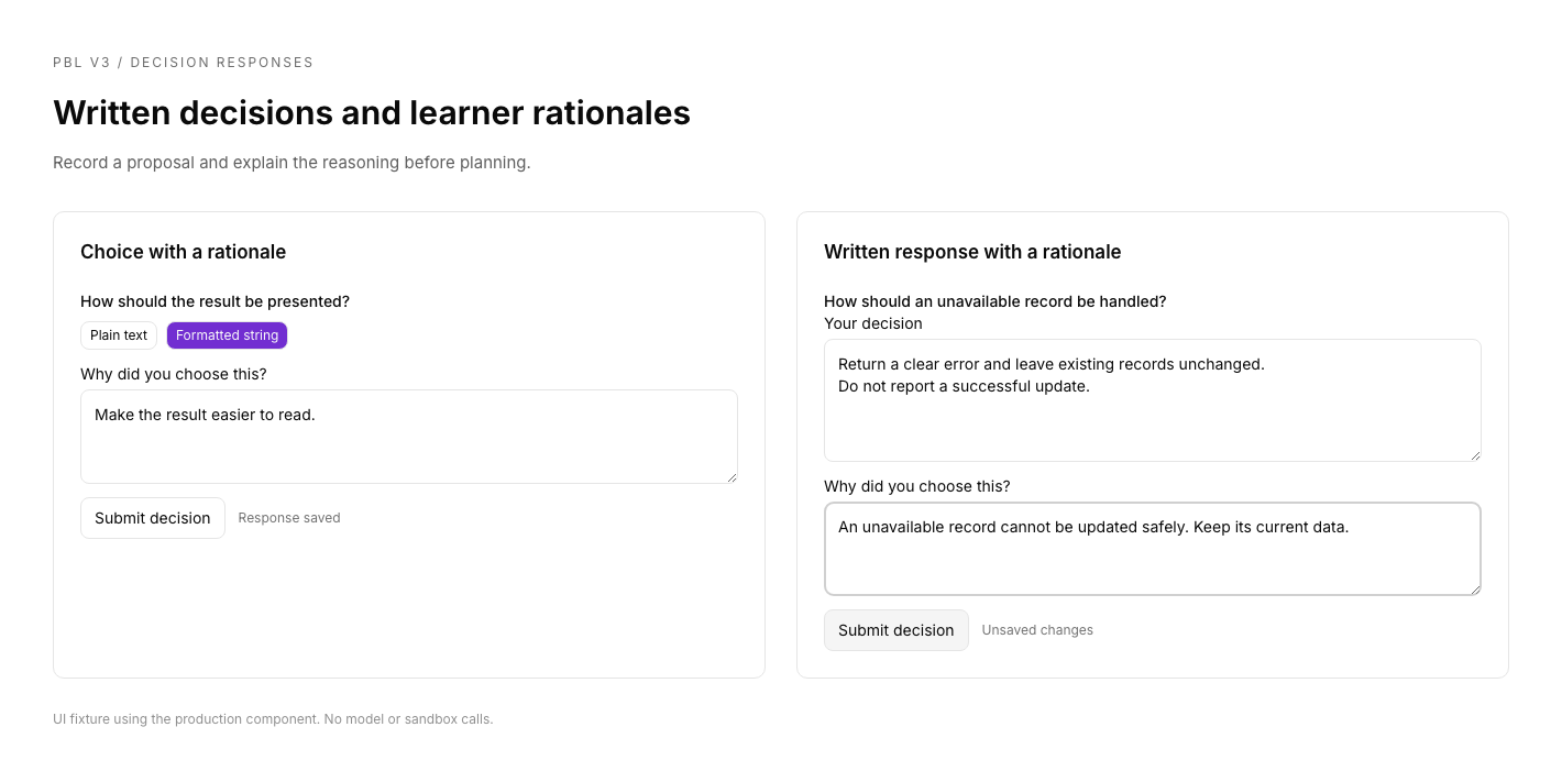 Decision response forms