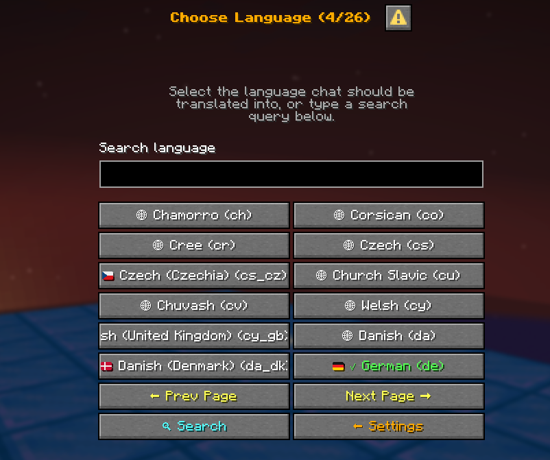 Language picker