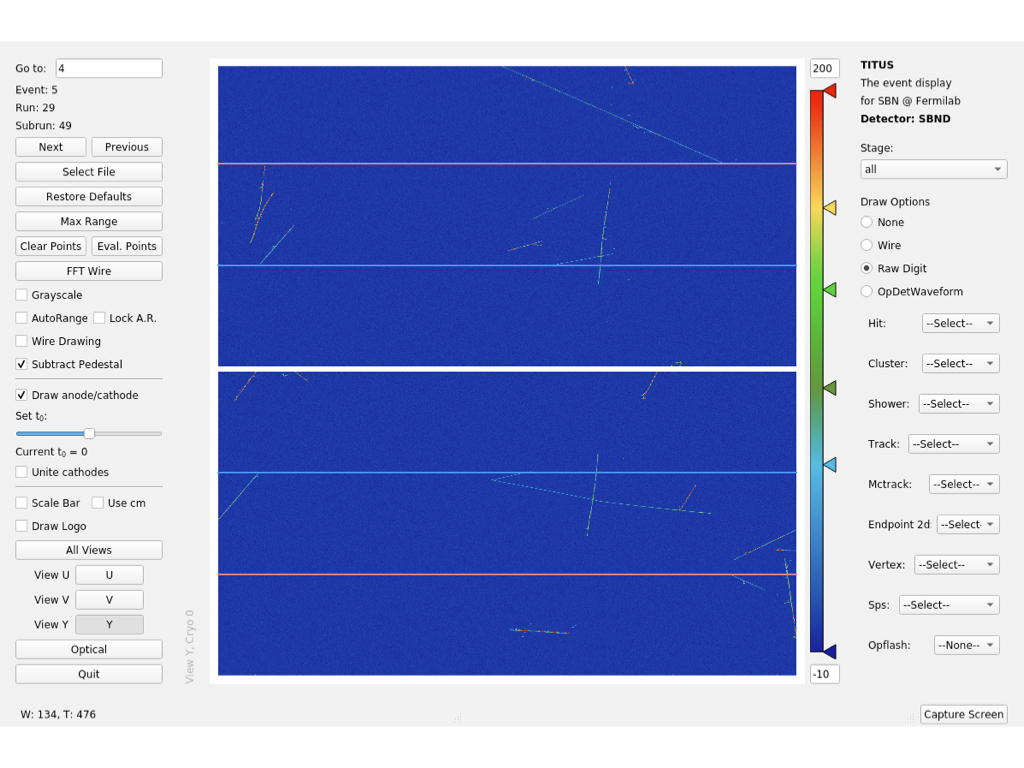 Example of event display for SBND