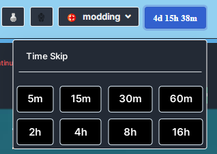 Menu with time display available in header row