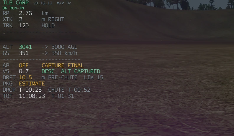 The CARP HUD on a run-in