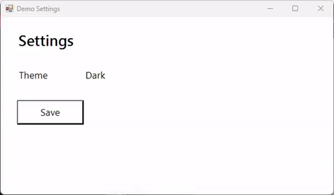 A settings window recorded by screencast-mcp: the camera glides in on the Save button as the cursor clicks it, a red ring marks the click, then the view eases back out as a green Saved banner appears.