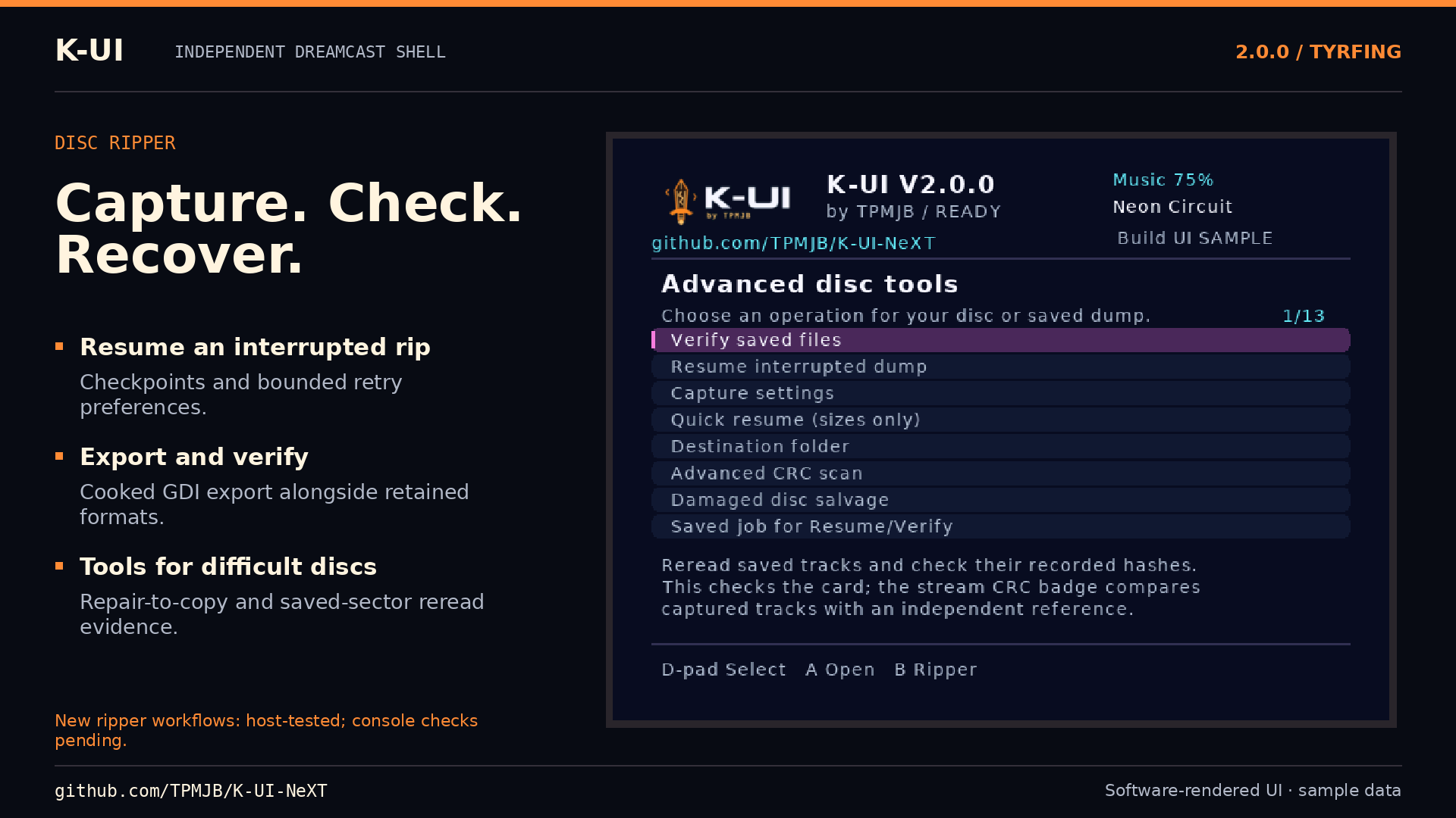 Disc Ripper feature card; new paths retain console-test limits