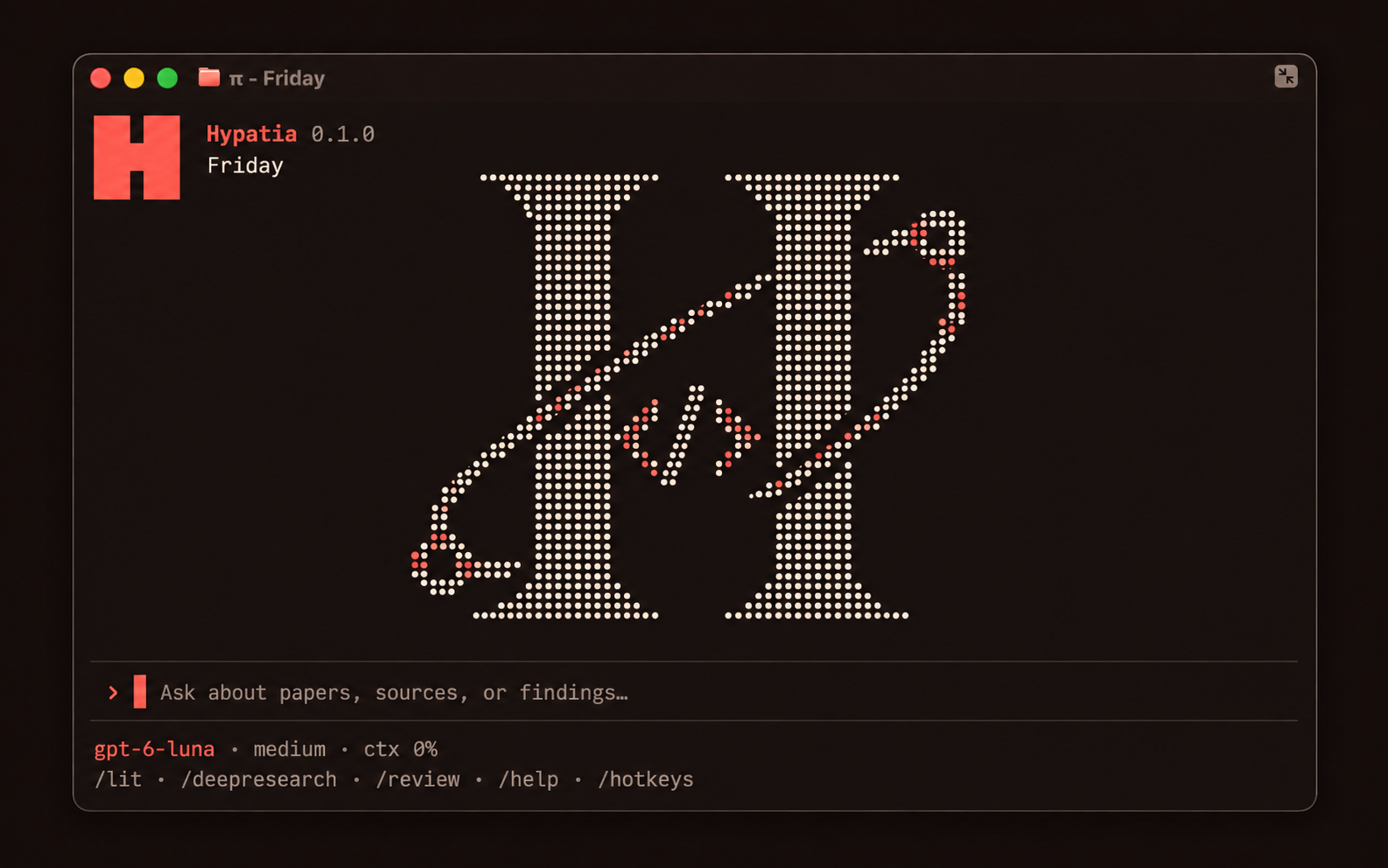 Hypatia fullscreen research chat