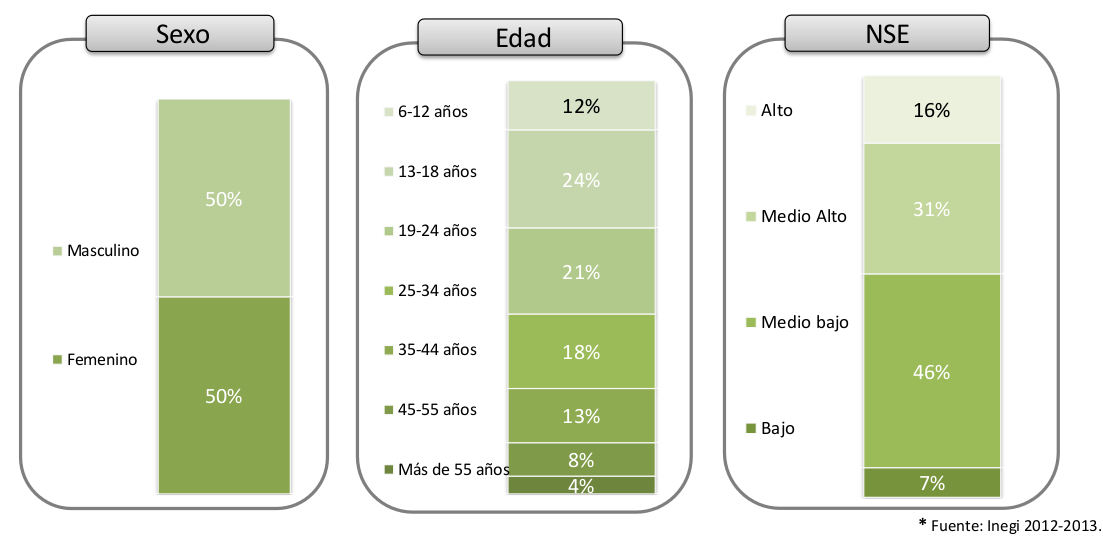 Distribución por Edad, Sexo en Internet en México