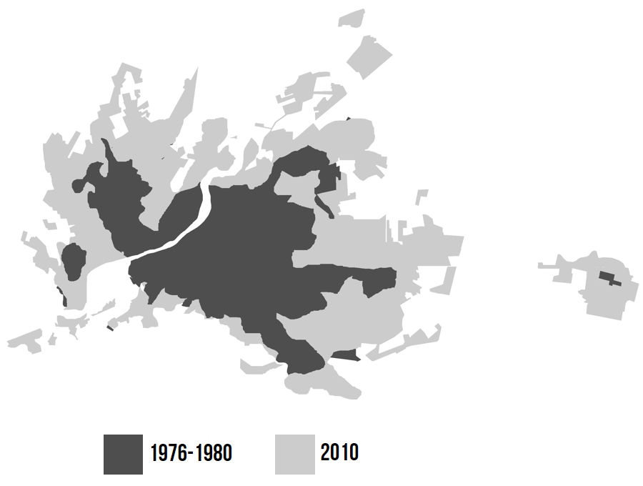 Zona Metropolitana de La Laguna 1976-1980 y 2010