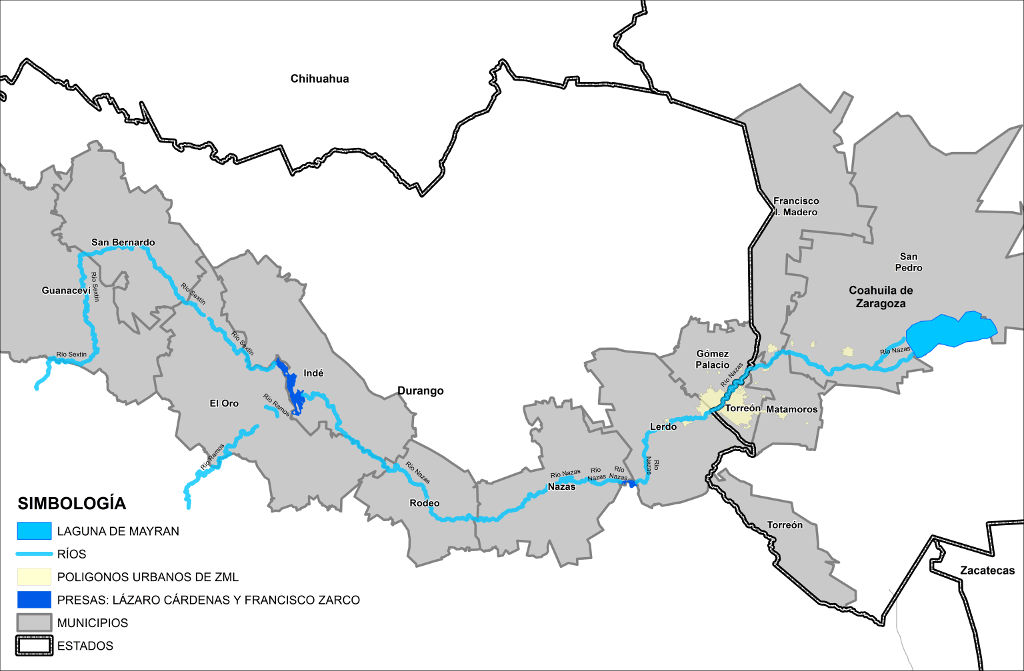 Río Nazas Mapa Hidrología